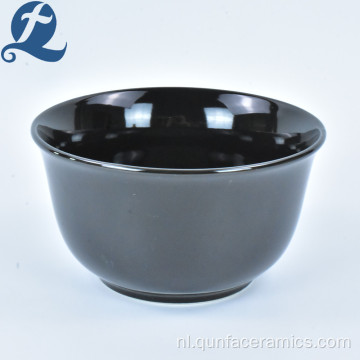 Aangepaste gepersonaliseerde steengoed keramische zwarte soepkom set